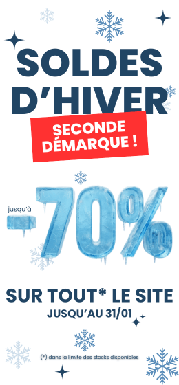 SECONDE DÉMARQUE ! SOLDES d'hiver jusque -70% : profitez de promotions sur tout le site ! valable jusqu'au 31 janvier inclus !