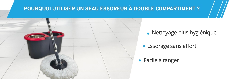 Mop en microfibres et seau à double compartiment