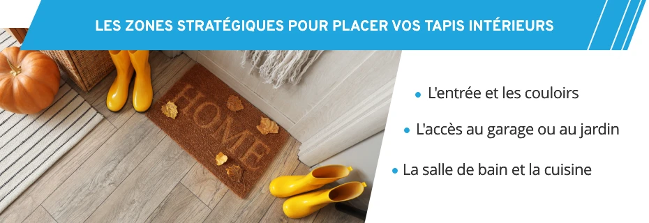 Les tapis d'intérieur peuvent être placés dans des zones stratégiques de la maison